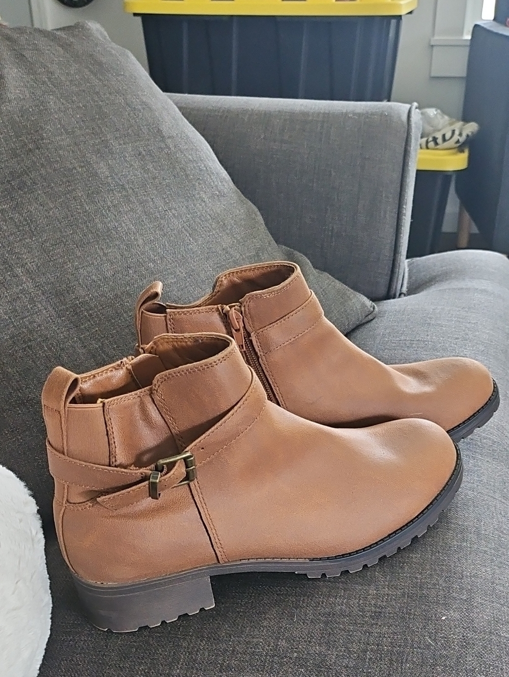 Sugar Tan Ankle Booties with Buckle Strap